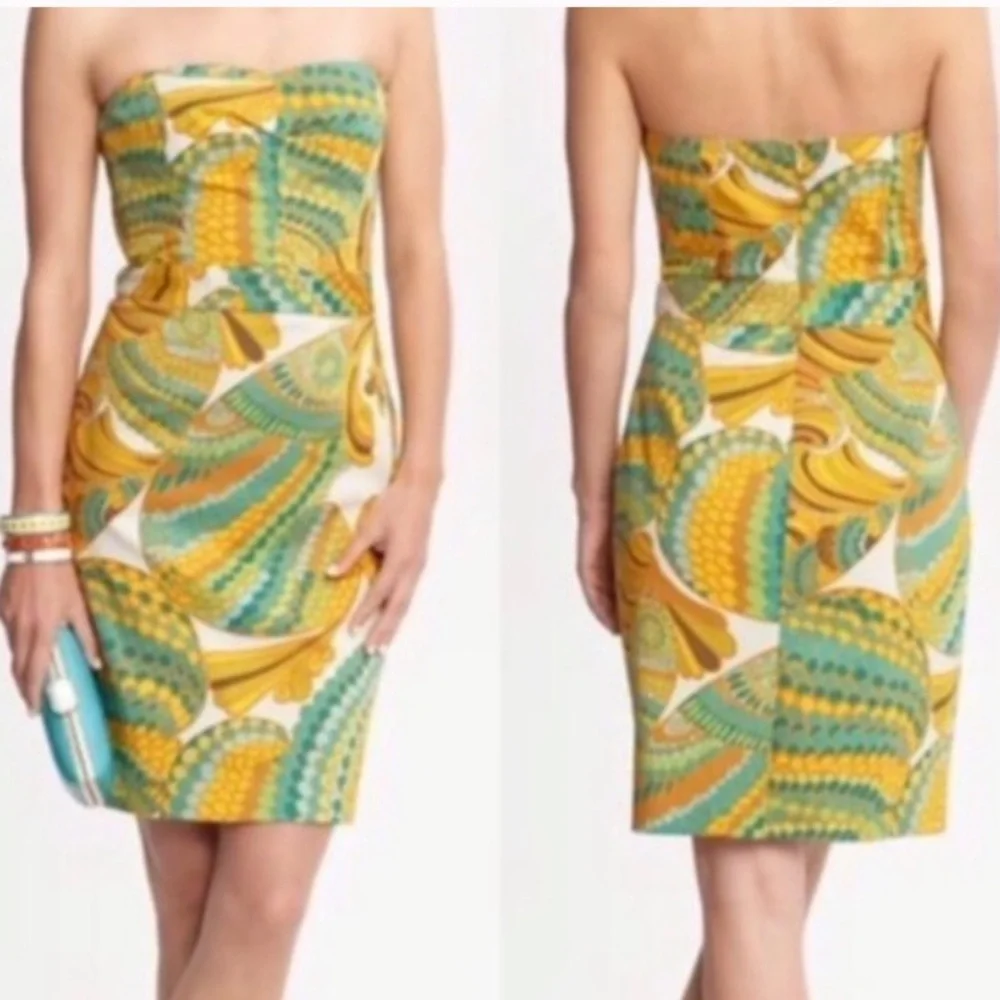 Banana Republic Trina Turk Strapless Mini Dress Paisley Pattern, size 12 - Picture 2 of 7